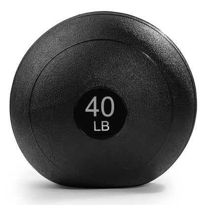 Sunny Health & Fitness Ultra-Durable Slam Ball, Sand Filled No-Bounce Core, Non-Slip Grip – Available in 10–50 lbs