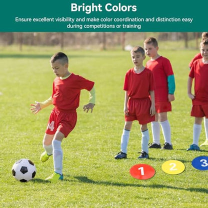10PCS 9in Poly Spots for Gym Floor, Cake Walk Game Floor Markers Flat Soccer Cones Floor Dots Speed and Agility Training Equipment for Soccer Basketball Sports