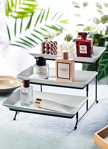 LYEOBOH 3 Tier Serving Tray, Tiered Serving Tray, Platters for Food Display - color: Black, style: 12inch Rectangle platter