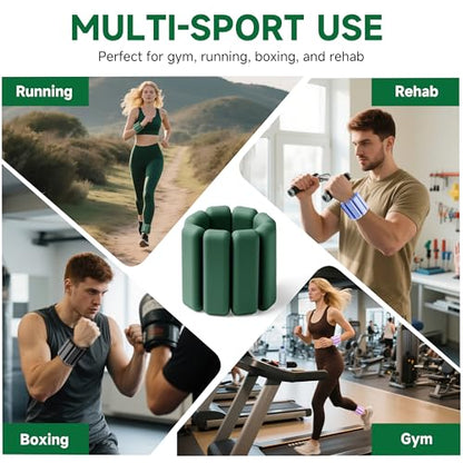Weighted Bangles for Wrist and Ankle Weights for Women 1LB Each (Set of 2) | Workout Weights for Yoga, Pilates & Walking | Leg & Arm Weights Men GREEN