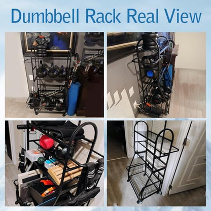 Dumbbell Rack, 400LBS Weight Rack for Dumbbells Kettlebells, Adjustable Home Gym Storage for Yoga Mat&Ball Foam, All in One Workout Equipment Storag for Yoga Studio Home