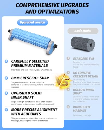 Muscle Relief 3-Gear Adjustable Foam for Exercise,Yoga,Sturdy Triangle Bracket with Thickened Reinforced Inner Shaft,Pilates Foam Roller for Home Fitness & Body Relaxation Training (Blue)