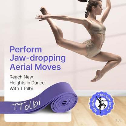 2-Pack Ballet Stretch Bands for Dancers & Foot Mini Loop | Natural Rubber Flexibility Band for Splits Training | Kids, Teens & Adult Dancers, Gymnasts, Cheerleaders | Printed Guide & Travel Bag - color: Purple Regular