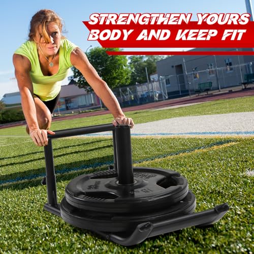 Workout Fitness Sled, Weighted Sleds Push Gym Equipment for Adults & Kids, Compatible with 1" & 2" Weight Plates, Multi-Purpose Sled for Outdoor or Home Fitness Training - size: Medium-Sized