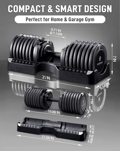 BYZOOM FITNESS Pure Series Adjustable Dumbbell - 12.5/25/27.5/50/55/75lb - ONE UNIT OR PAIR(check QTY before purchase) - 5-in-1/ 10-in-1 / 15-in-1 / 21-in-1 Flexible Hand Weights for Home Apartment Garage Gym, Strength Training & Fitness Workouts, White O