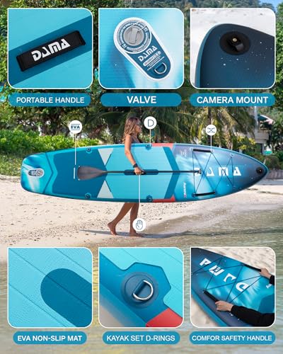 DAMA Stand Up Paddle Board for 2+1 People and Pets, Extra Wide All-Around Stable Design for Beginners, Family Use on Lakes, Rivers & Coastal Waters, 450 lbs Capacity, 11'6" x 34" x 6" - color: blue 11'6"*34"*6"