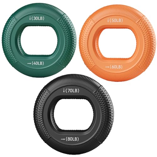 Hand Strengthener Grip 3 in 1 Rubber Circle Finger Wrist Exercise Squeezer 20 30 40 50 60 70 80 Pounds - color: 30/40/50/60/70/80LB