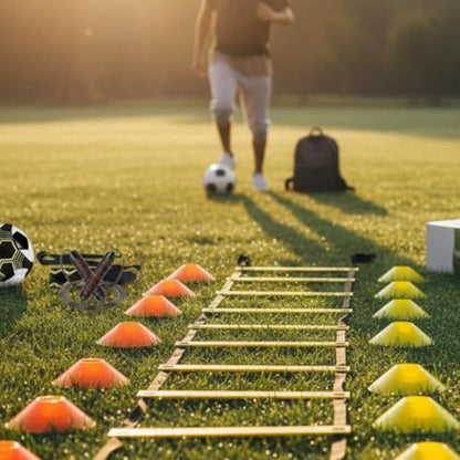 Football Footwork Training Gear Portable Soccer Training Equipment Set Multipurpose Speed Ladder and Cone Set for Children