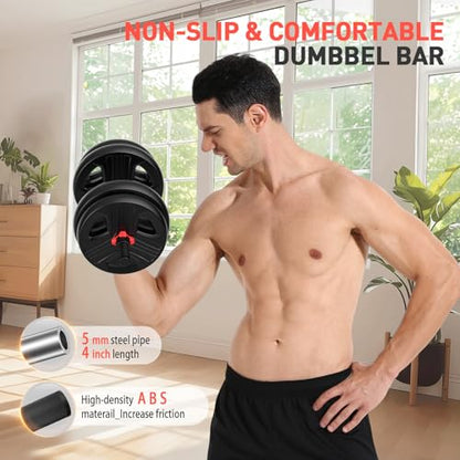 UKEEP Adjustable Dumbbells Set, 20/30/40/55/60/80lbs Free Weight Set with Connector, 2 or 3 in 1 Dumbbells Set Used as Barbell, Kettlebells, Fitness Exercises for Home Gym Suitable Men/Women - style: 20LB (10.0LB Pair)