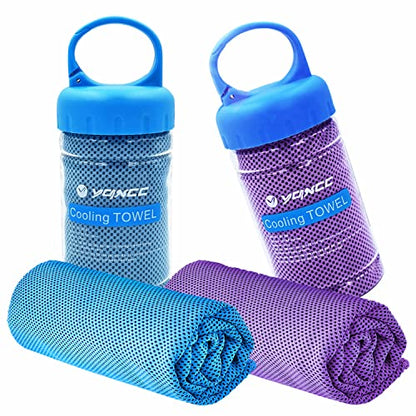 2 Pack Cooling Towels (47"x12"), Ice Cool Neck Towel, Soft Breathable Microfiber for Yoga, Golf, Gym, Running, Camping & Hot Weather - color: Light Blue/Purple