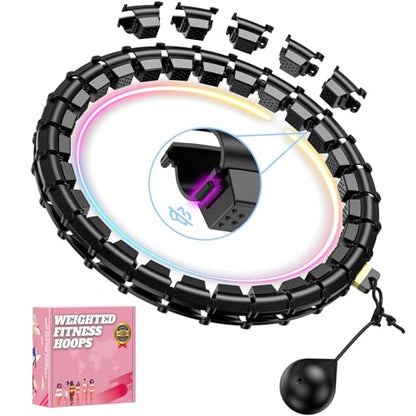 Fit Hoop Weighted Hula Pilates Circles, 32 Detachable Parts,Weight Loss Fitness Gear, Quiet Home Workout Tool - color: BLACK