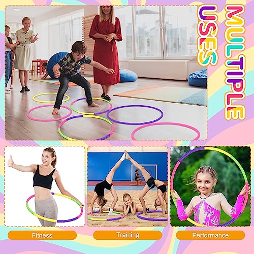 Syhood 12 Pcs Hoops for Kids Plastic, Green, Rose, Yellow, Purple - color: Green, Rose, Yellow, Purple
