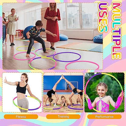 Syhood 12 Pcs Hoops for Kids Plastic, Green, Rose, Yellow, Purple - color: Green, Rose, Yellow, Purple
