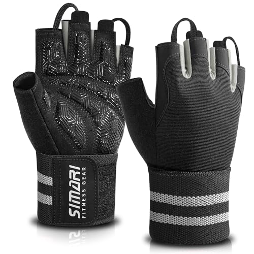SIMARI Breathable Workout Gloves with Cushion Pad/Grip/Reduce Calluses, Weight Lifting Gloves for Gym Exercise, Cycling, Weightlifting Training, Fitness, Pilates, Kayaking, Gift for Men & Women - color: 5-Black Gray, size: Medium