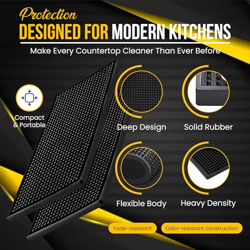Rubber Service Bar Mat, Anti-slip12" x 6" Rubber Bar Spill Mat, 4 Pcs Premium PVC Pad for Kitchen, Restaurant, Countertop, Hotel, Beverages(4Pcs) - size: (12" x 6" -4Pcs)