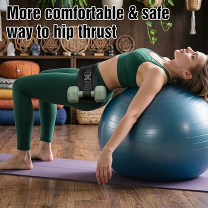 Hip Thrust Dumbbell Holder Belt, Wide Padded Support Belt | Hip Thrust Belt for Dumbbell, Kettlebell, Adjustable Non-Slip Safety Straps for Squats, Glute Bridges, Strength Training