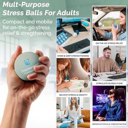 Mind & Body Stress Balls for Adults - Multi-Density Squeeze Balls for Hand Therapy & Grip Strengthening - Stress & Anxiety Relief - Choose 3-Ball (Soft, Medium & Hard) or 2-Ball (Soft & Hard) Sets