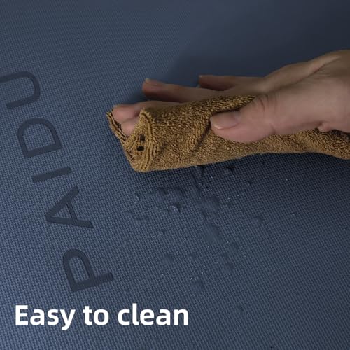 PAIDU POE Yoga Mat （10mm）Extra Thick Fitness Mat 72"x24" with Carry Strap - color: Navy blue & Black