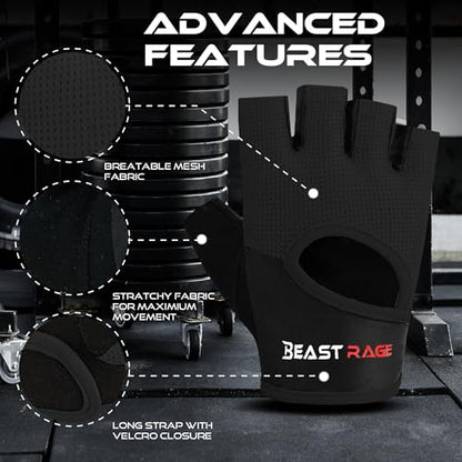 Workout Gloves for Men & Women - Fingerless Gym Gloves with Palm Protection, Breathable & Lightweight for Weightlifting, Cycling & Pull Up
