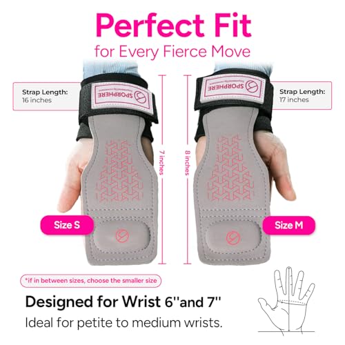 Premium Crossfit Grips for Women – Anti-Slip Lifting Grips & Wrist Straps for Weightlifting, Workout, Deadlift, Pull-Ups, Barbell, Easy-to-Clean, Odor Free, Size Small & Medium - size: Medium (M)