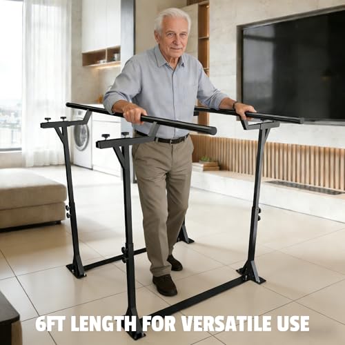 MR Parallel Bars for Physical Therapy 6Ft, Adjustable Standing Assist Bar for Daily Mobility Support, Walking Assist bar with Non-Slip Base for Safe Rehabilitation & Walking Balance Improvement
