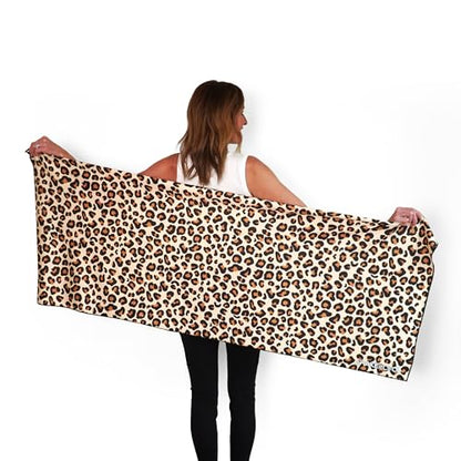 Large Cooling Shawl - Instant Heat Relief for Outdoor Events - color: Cheetah Print