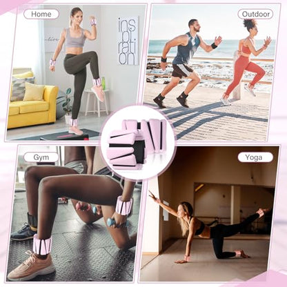 Pilates 2Lbs Each(Set of 4) Wrist Ankle Weights for Women, Wearable Arm Leg, Adjustable Weighted Wristbands Arm Leg Weights Suitable for Walking Swimming Running Yoga Gym