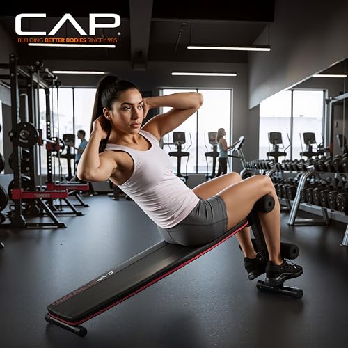CAP Barbell Sit Up Bench – Adjustable Decline Ab Bench for Home Gym – Multi-Purpose Slant Board for Core Strength, Sit-Ups, and Full-Body Workouts