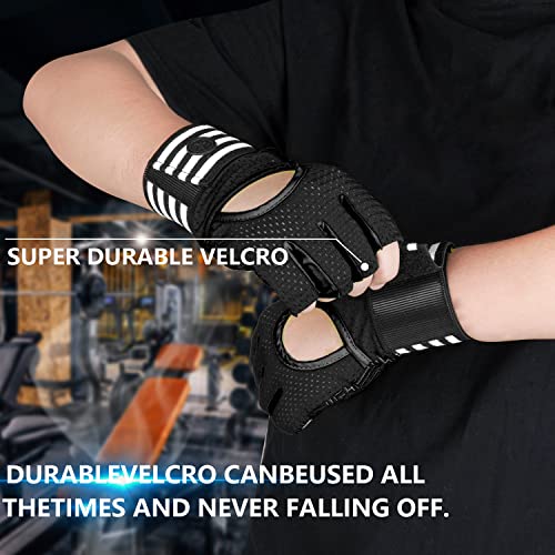 MOREOK Weight Lifting Gloves Gym Workout Gloves with Wrist Wrap Support for Men/Women-[Curved Open Back] Fitness Gloves for Weightlifting,Exercise,Training,Pull ups,Fitness,Rowing - size: Medium