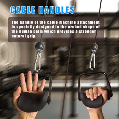 Ergonomic Tricep Rope Pulldown Attachments, Upgraded 27 32 40 & 47 Inch Extra Long Triceps Rope Cable Attachments for Gym, LAT Pull Down Bar for Cable Machine, Tricep Workout Cable Attachments - color: D HANDLE