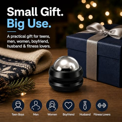 Flyfan Cold Massage Roller Ball, Small Gift for Teens, Men, Women, Boyfriend, Husband, Fitness Lovers, Stocking Stuffers,Handheld Muscle Roller Ball for Neck, Shoulders, Back, Calves & Feet - color: Black