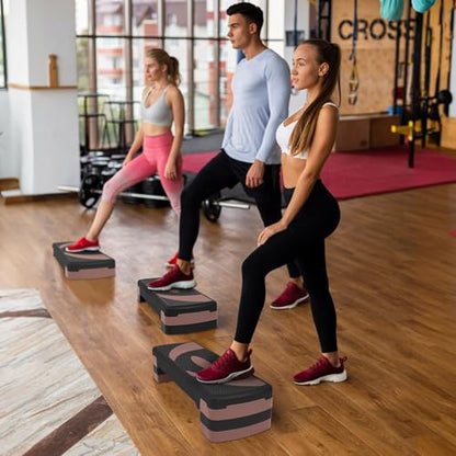 Fitvids Step Aerobic Platform, Exercise Step with levels Adjustable Height, Stackable Risers, Fitness Training Workout Stepper for Home Gym, Cardio Strength