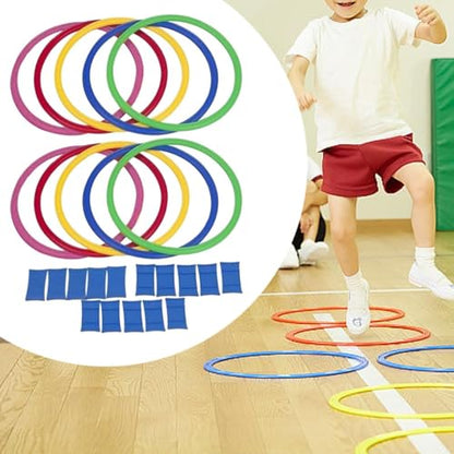 Agility Training Rings Set (10Pcs) - Multi-Purpose Fitness Equipment for Soccer, Rugby, Kids Hopscotch