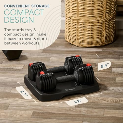 Lifepro Adjustable Dumbbells & Weights for Home Gym, Quick-Adjust - color: Black & Orange