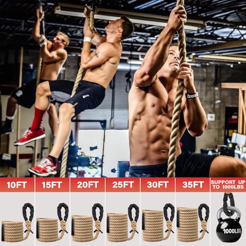 Climbing Rope Gym Workout - 10FT 15FT 20FT 25FT 30FT 35FT Heavy Duty Jute Thick Ropes for Adults Strength Training Outdoor Tree Swing Indoor Home Fitness Exercise - 1.5 Inch - size: 25FT