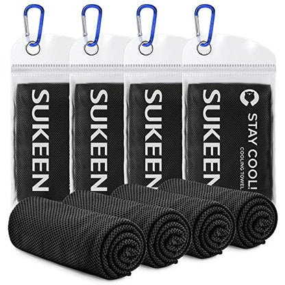 Sukeen [4 Pack Cooling Towel (40"x12"), Soft Breathable Chilly Microfiber Towel for Yoga,Sport,Running,Gym,Workout,Camping,Fitness,Workout & More Activities