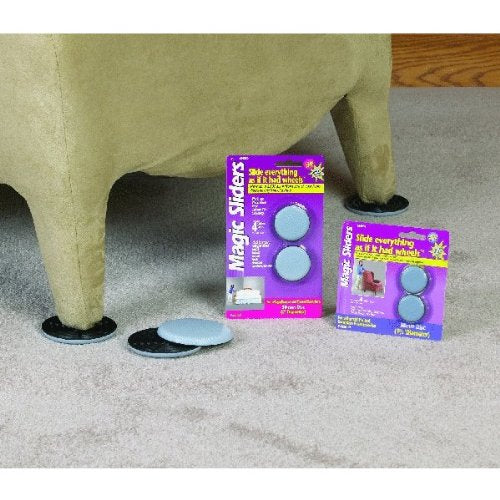 MAGIC SLIDERS 4038 Series 1.5" Reusable Furniture Sliders | Heavy-Duty Self-Adhesive Floor Protectors for Carpets & Hard Floors | Non-Skid Pads for Chairs, Tables, and Furniture (Pack of 4, Grey)