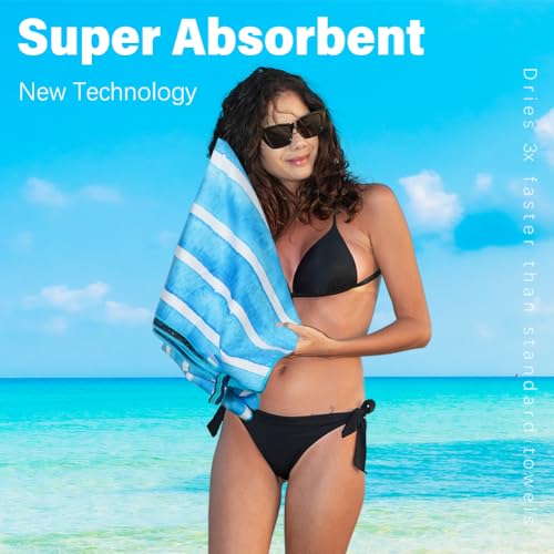 Widdonen Microfiber Beach Towel,Compact 2 Pack-71x32 Inch with Bag Travel - color: 2 Pack Colorful Summer M