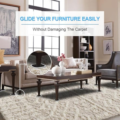 Upgrade Furniture Sliders with Groove - Furniture Sliders for Carpets - size: 4.3in 8Pack