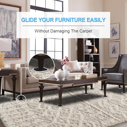 Upgrade Furniture Sliders with Groove - Furniture Sliders for Carpets - size: 4.3in 4Pack