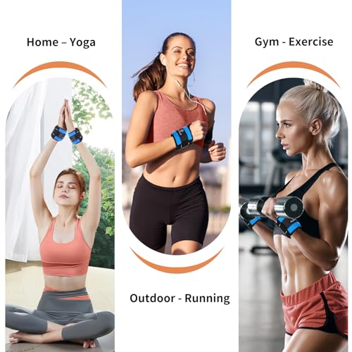 ELEAMY Wrist Weights for Women & Men - 0.5/1/1.5/2/3lb*2 Pairs - color: Black-Blue, size: 1.0 Lbs Each (2.0 Lbs Pair)