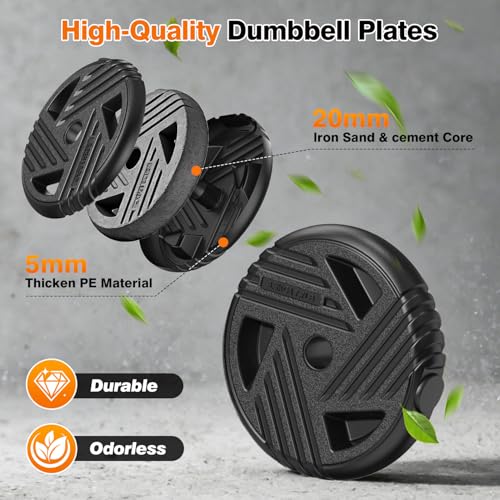 Adjustable Dumbbell Set, 33/44/66/88lbs Free Weights Set with Connector, 5 in 1 Weights Dumbbells Set Used as Barbell, Kettlebells, Push up Stand, Weight Plate, Exercise & Fitness Equipment for Home Gym Workout