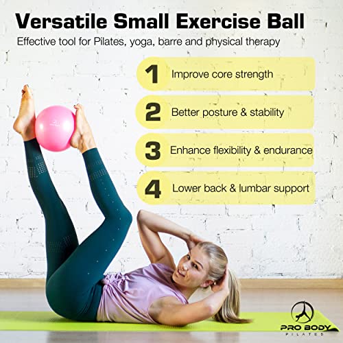 ProBody Pilates Small Exercise Ball with Pump - 9 Inch Workout Ball for Stability, Barre, Yoga, Core & Physical Therapy