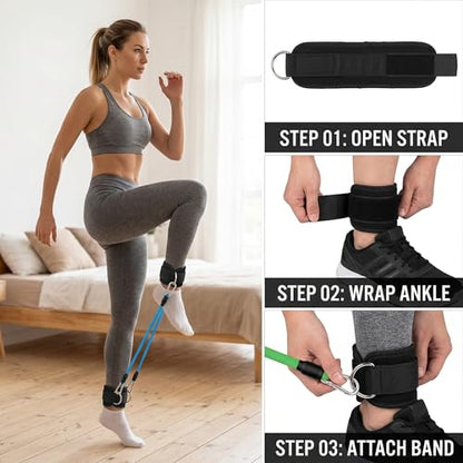 Running Yoga Exercise Step, 60lbs Ankle Resistance Bands with Cuffs, Adjustable Padded Leg Straps for Working Out, Leg Workout Equipment for Agility Training Track and Field Gym Accessories