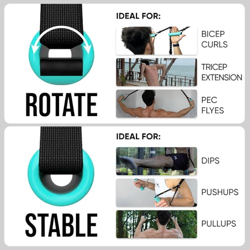 Kensui NanoBars V2 - Portable Suspension Trainer, 600 lb Max Load | Stable and rotating handle modes support pull ups, rows, dips, curls and full body training with natural wrist movement. - color: Black