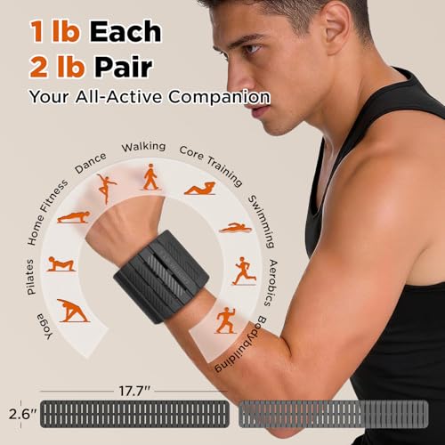 Magnetic Ankle Weights for Women Men Set of 2 (1 lb Each) Adjustable Wrist Weights for Pilates, Yoga, Workout and Daily Training