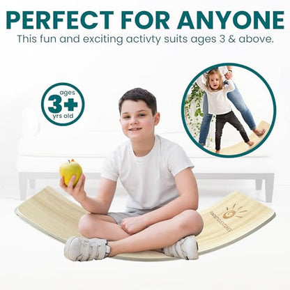 Kids Balance Board- Wobble Stability, Balancing Board For Kids, Kids Wooden Toys - Made of Beech Plywood - 32.28"L x 11.81"W x 0.59"H - Up to 500 Lbs Capacity