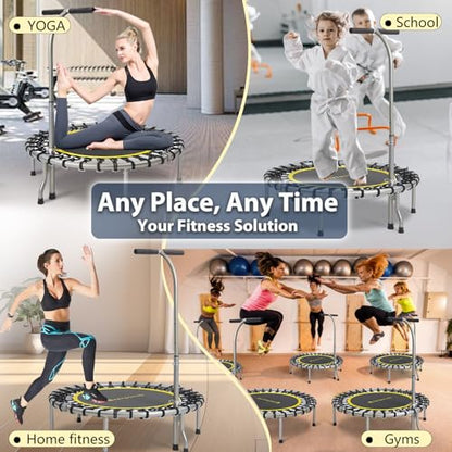 SkyBound Mini Rebounder Trampoline for Adults Foldable Fitness Rebounder with Adjustable T-Bar Handle - 40" Exercise Trampoline for Kids & Adults - Indoor Fitness Trampoline for Workout Trainer - style: Elite