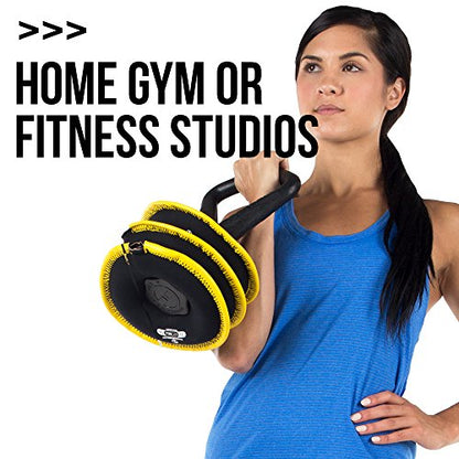 Hyperwear SoftBell Adjustable Kettlebell Set - Soft, Vinyl-Coated Weight Plates with Rubber Base - Versatile Home Gym Equipment - Compatible with SoftBell Barbell & Dumbbell