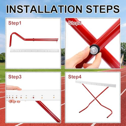 2 Set Adjustable Height Hurdles Training Equipment, Sports Track and Field Equipment, Portable Adjustable Hurdles, Practice Training from 6 to 42 Inch, Including Ropes to Secure